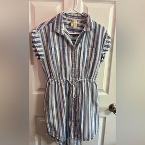 Japna Shirt blue & white striped dress with pockets size M